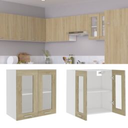 Berkfield Home Hanging Glass Cabinet Sonoma Oak 60x31x60 cm Engineered Wood in Brown - Size: 60 x 31 x 60 cm