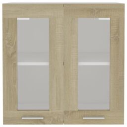 Berkfield Home Hanging Glass Cabinet Sonoma Oak 60x31x60 cm Engineered Wood in Brown - Size: 60 x 31 x 60 cm - thumbnail 6