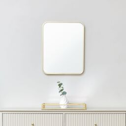 Melody Maison Gold Curved Framed Wall Mirror 50cm X 40cm in Metallic Gold - Size: 50 cm X 40 cm - thumbnail 2