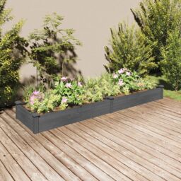 Berkfield Home Garden Raised Bed with Liner Grey 240x60x25 cm Solid Wood Fir - Size: 240 x 60 x 25 cm