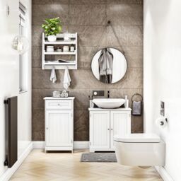 Home Discount Bath Vida Modern 1 Door 1 Drawer Freestanding Cabinet Bathroom Storage in White - thumbnail 5