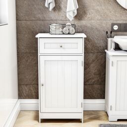 Home Discount Bath Vida Modern 1 Door 1 Drawer Freestanding Cabinet Bathroom Storage in White - thumbnail 4