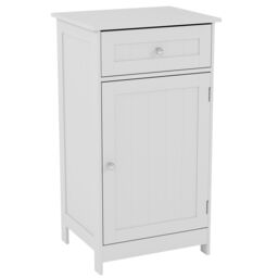 Home Discount Bath Vida Modern 1 Door 1 Drawer Freestanding Cabinet Bathroom Storage in White - thumbnail 1