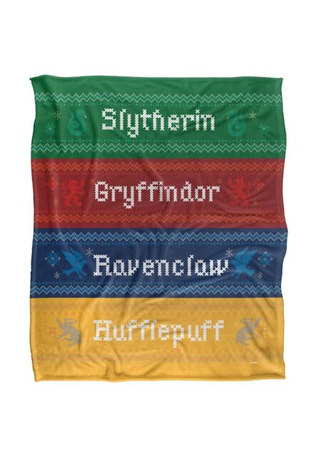 Warner Brothers Harry Potter & The Deathly Hallows House Crest Blanket 152 x 127 cm in White - image 1