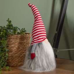 Samuel Alexander 34cm Festive Gonk Cuddly Santa Indoor Christmas Plush Decoration in Striped Hat in Red - thumbnail 3