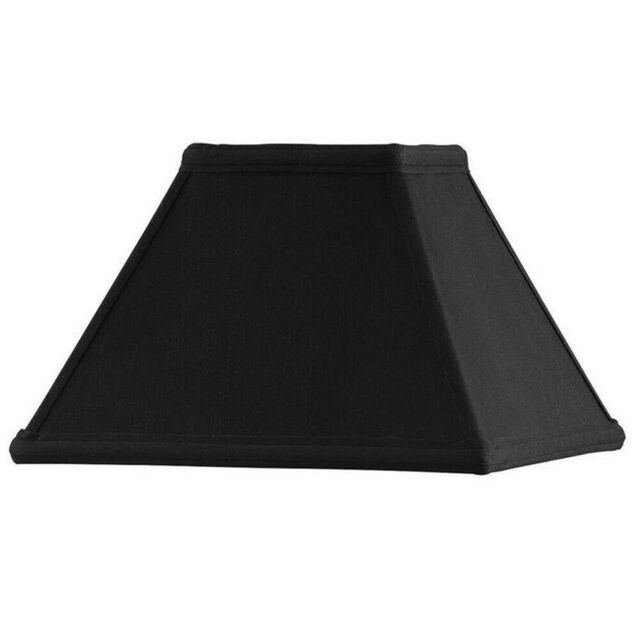 "Loops 9"" Inch Square Tapered Lamp Shade Black Faux Silk Fabric Cover Modern Elegant" - image 1