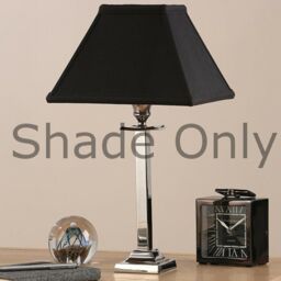 "Loops 9"" Inch Square Tapered Lamp Shade Black Faux Silk Fabric Cover Modern Elegant" - thumbnail 3