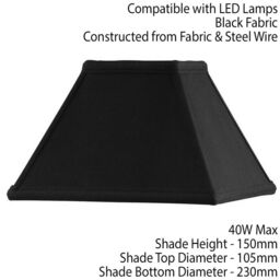 "Loops 9"" Inch Square Tapered Lamp Shade Black Faux Silk Fabric Cover Modern Elegant" - thumbnail 2