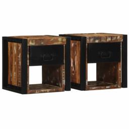 Berkfield Home Bedside Cabinets 2 pcs Multicolour 40x35x40 cm Solid Wood Reclaimed - Size: 40 x 35 x 40 cm - thumbnail 2
