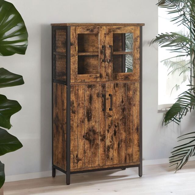 FURNOS Multipurpose Kitchen Sideboard Buffet Cabinet With Doors in Brown - image 1