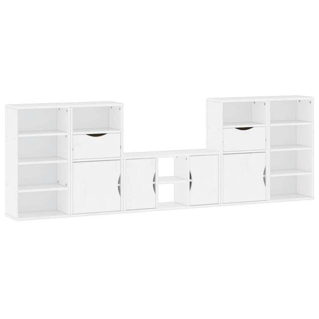 Berkfield Home 5 Piece TV Units with Storage ODDA White Solid Wood Pine - image 1