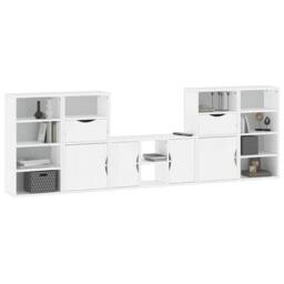 Berkfield Home 5 Piece TV Units with Storage ODDA White Solid Wood Pine - thumbnail 4