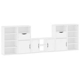 Berkfield Home 5 Piece TV Units with Storage ODDA White Solid Wood Pine - thumbnail 1