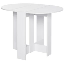 HOMCOM Folding Dining Table Foldable Drop Leaf Dinner Table for Kitchen in White - thumbnail 2