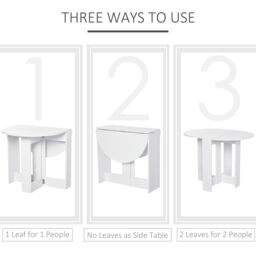 HOMCOM Folding Dining Table Foldable Drop Leaf Dinner Table for Kitchen in White - thumbnail 4
