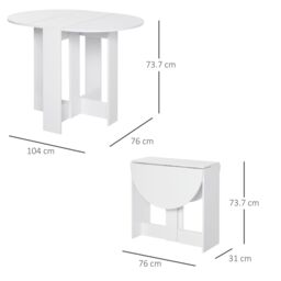 HOMCOM Folding Dining Table Foldable Drop Leaf Dinner Table for Kitchen in White - thumbnail 3