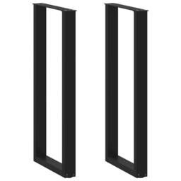Berkfield Home Modern Coffee Table Legs U-Shaped 2 pcs Black 40x(110-111) cm Steel - thumbnail 2