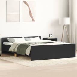 Berkfield Home Durable Bed Frame with Headboard & Footboard Black 150x200 cm K - Size: King - thumbnail 2