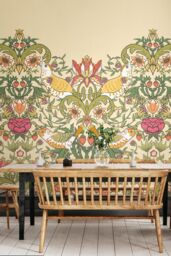 Origin Murals Birds, Fruit & Foliage Wall Mural in Gold - Size: W350 cm x H280 cm - thumbnail 1