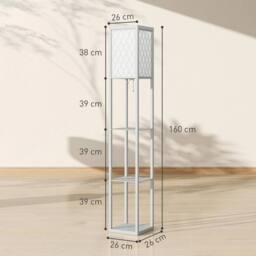 EONLION Modern Floor Lamp Light with Shelves Fabric Lampshade in Grey - thumbnail 2