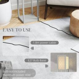 EONLION Modern Floor Lamp Light with Shelves Fabric Lampshade in Grey - thumbnail 4