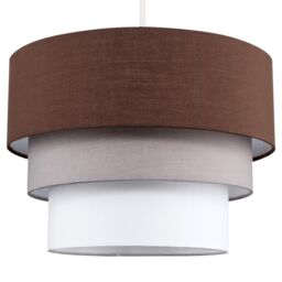 ValueLights Aztec Three Tier Easy Fit Fabric Ceiling Pendant Lamp Shade with Bulb in Brown - thumbnail 2