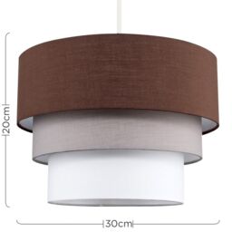 ValueLights Aztec Three Tier Easy Fit Fabric Ceiling Pendant Lamp Shade with Bulb in Brown - thumbnail 9