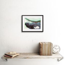 "Artery8 Wall Art Print Abstract Paint with Green Black Art Framed 9x7 inch - Size: W7"" x H9""" - thumbnail 2