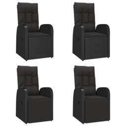 Berkfield Home Beautiful 5 Piece Garden Dining Set Black Poly Rattan&Solid Wood - thumbnail 4