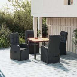 Berkfield Home Beautiful 5 Piece Garden Dining Set Black Poly Rattan&Solid Wood - thumbnail 2