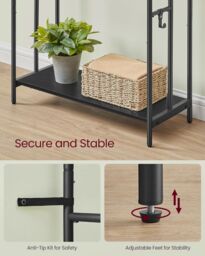SONGMICS Large 3-Bar Freestanding Towel Rack 2 Hooks Storage Shelf in Black - thumbnail 5