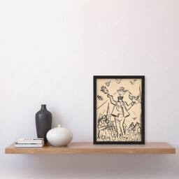 Artery8 Study for Joy Family Ink Drawing Kubincan Framed Wall Art Print in Beige - Size: A4 - thumbnail 2