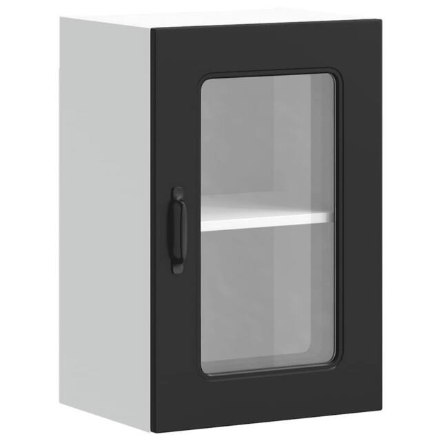 Berkfield Home Kitchen Wall Cabinet with Glass Door Kalmar Black Engineered Wood - image 1