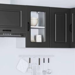 Berkfield Home Kitchen Wall Cabinet with Glass Door Kalmar Black Engineered Wood - thumbnail 4
