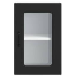 Berkfield Home Kitchen Wall Cabinet with Glass Door Kalmar Black Engineered Wood - thumbnail 6
