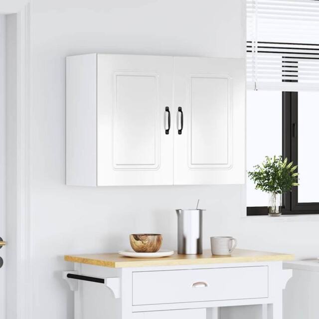 Berkfield Home Kitchen Wall Cabinet Kalmar High Gloss White Engineered Wood - image 1