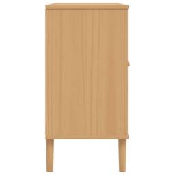 Berkfield Home Sideboard SENJA Rattan Look Brown 112x40x80cm Solid Wood Pine in Light Brown - Size: 112 x 40 x 80 cm - thumbnail 7