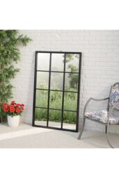 Living and Home Classic Rectangular Black Metal Grid Window Mirror, 60cm W x 90cm H - Size: 60 cm W x 90 cm H - thumbnail 3