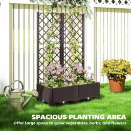 NESTLUNE Plastic Planter Box with Trellis, Vegetable Planter in Brown - Size: 1.25kg - thumbnail 4