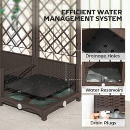 NESTLUNE Plastic Planter Box with Trellis, Vegetable Planter in Brown - Size: 1.25kg - thumbnail 3