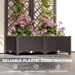 NESTLUNE Plastic Planter Box with Trellis, Vegetable Planter in Brown - Size: 1.25kg - thumbnail 6