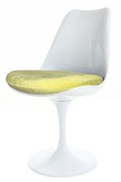 Fusion Living White Tulip Dining Chair with Luxurious Cushion in Yellow - thumbnail 2