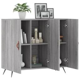 Berkfield Home Sideboard Grey Sonoma 90x34x80 cm Engineered Wood - Size: 90 x 34 x 80 cm - thumbnail 4