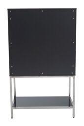 Orsina Grey Hi‑Gloss Cabinet, Round‑Door 2‑Door Storage Unit with 3 Internal Shelves, Polished Stainless Steel - thumbnail 4
