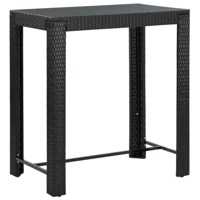 Berkfield Home Garden Bar Table Black 100x60.5x110.5 cm Poly Rattan - image 1