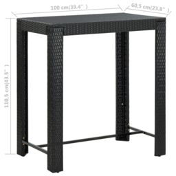 Berkfield Home Garden Bar Table Black 100x60.5x110.5 cm Poly Rattan - thumbnail 6