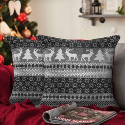 Velosso Nordic Snowflake Filled Christmas Cushion in Silver - Size: 56 cm x 56 cm