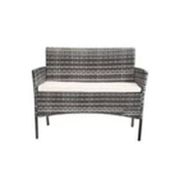 EONLION 4 PCS Rattan Garden Furniture Set Table Chairs Sofa Grey - thumbnail 4