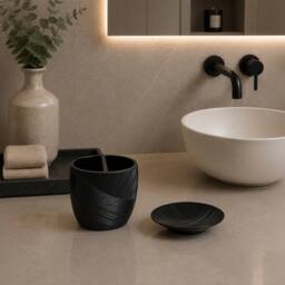 Showerdrape Ripple Bathroom Accessory Set - Soap Dish & Toothbrush Holder in Black - thumbnail 6