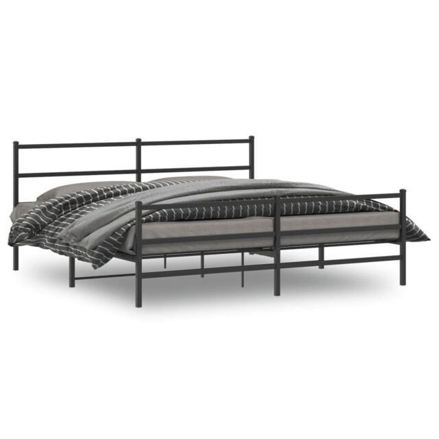 Berkfield Home Metal Bed Frame without Mattress with Footboard¬†Black 193x203cm in Black - Size: 193x203 cm - image 1